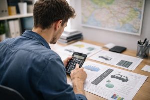 jeune-adulte-bureau-documents-calculatrice