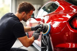 homme-polissage-voiture-rouge-garage