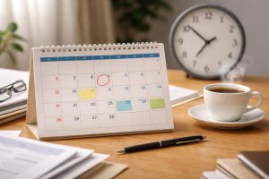 calendrier-bureau-documents-tasse-cafe-heure